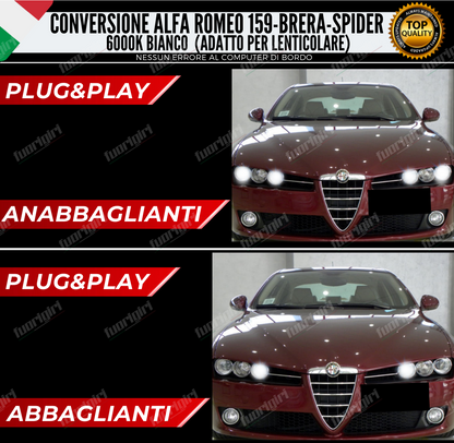 KIT LED ALFA ROMEO 159 ANABBAGLIANTI + ABBAGLIANTI PER LENTICOLARE CANBUS 6000K