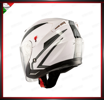 CASCO JET MOTO SCOOTER DOPPIA VISIERA BIANCO E GRIGIO SILVER LUCIDO OMOLOGATO ECE 22-05