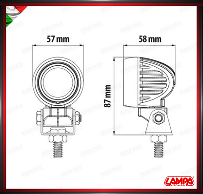 CYCLOPS ROUND FARO FARETTO AUSILIARIO LAMPA 9/32V SUPPLEMENTARI UNIVERSALE IMPERMEABILE