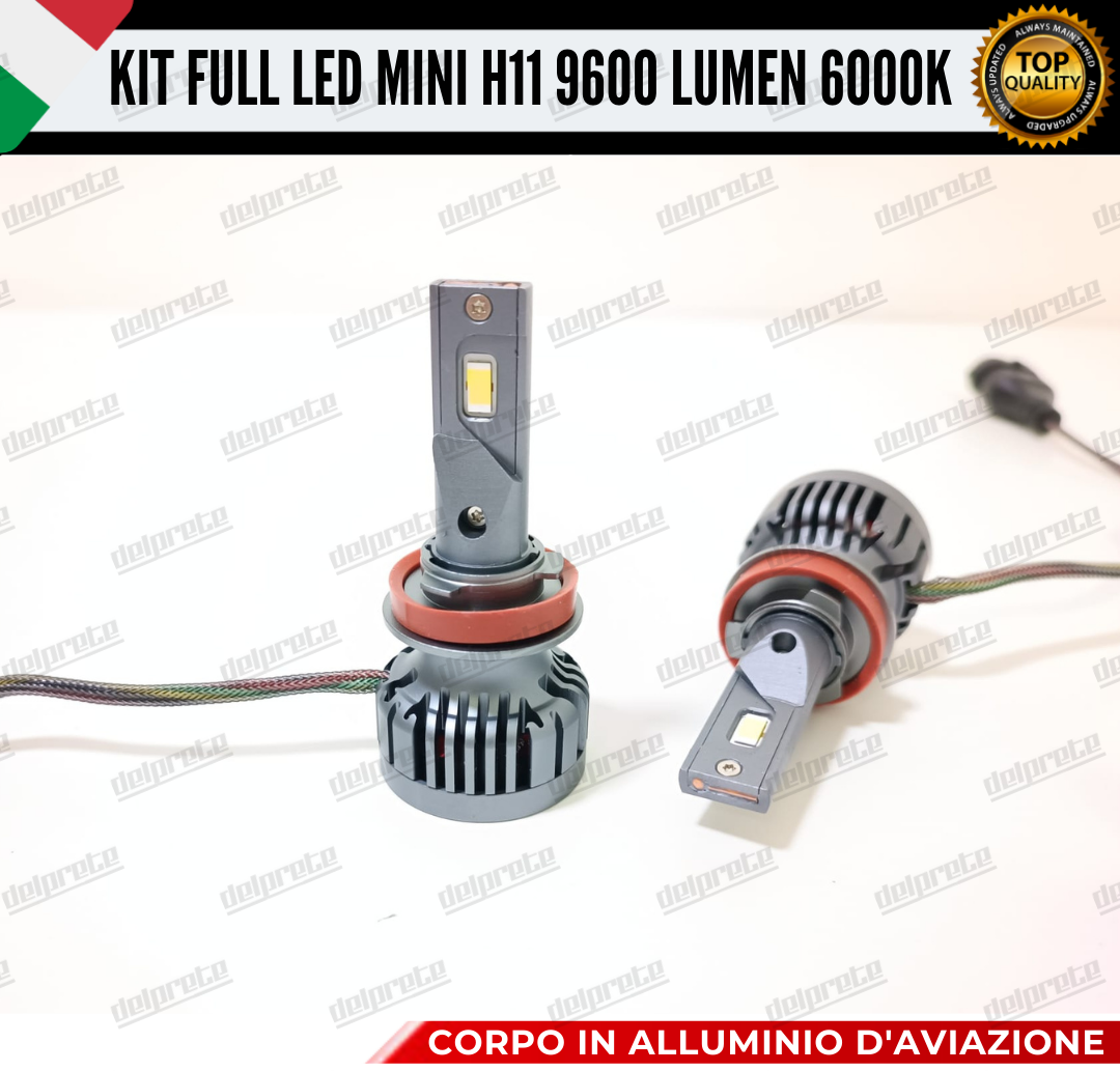 KIT LED H11 CANBUS 9600 LUMEN REALI 55W MINI SLIM PLUG AND PLAY 100% NO ERRORE