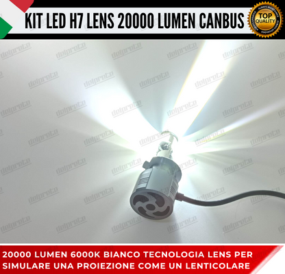 KIT LED H7 BI LED LENS LENTICOLARE 6000K BIANCO CANBUS 20000 LUMEN REALI CANBUS