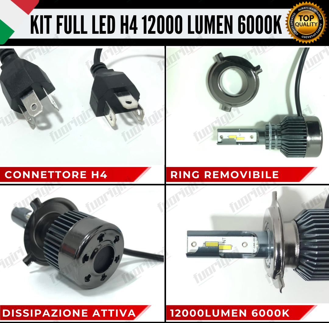 KIT CONVERSIONE FARI FULL LED 12000 LUMEN FIAT PANDA MK3 6000K CANBUS 3°SERIE