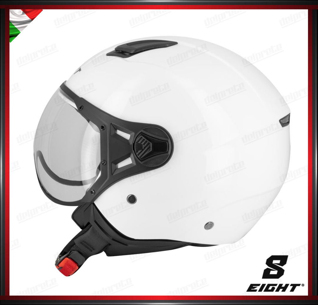 CASCO JET - EIGHT LEOV S779 VISIERA AVIATORE - BIANCO LUCIDO