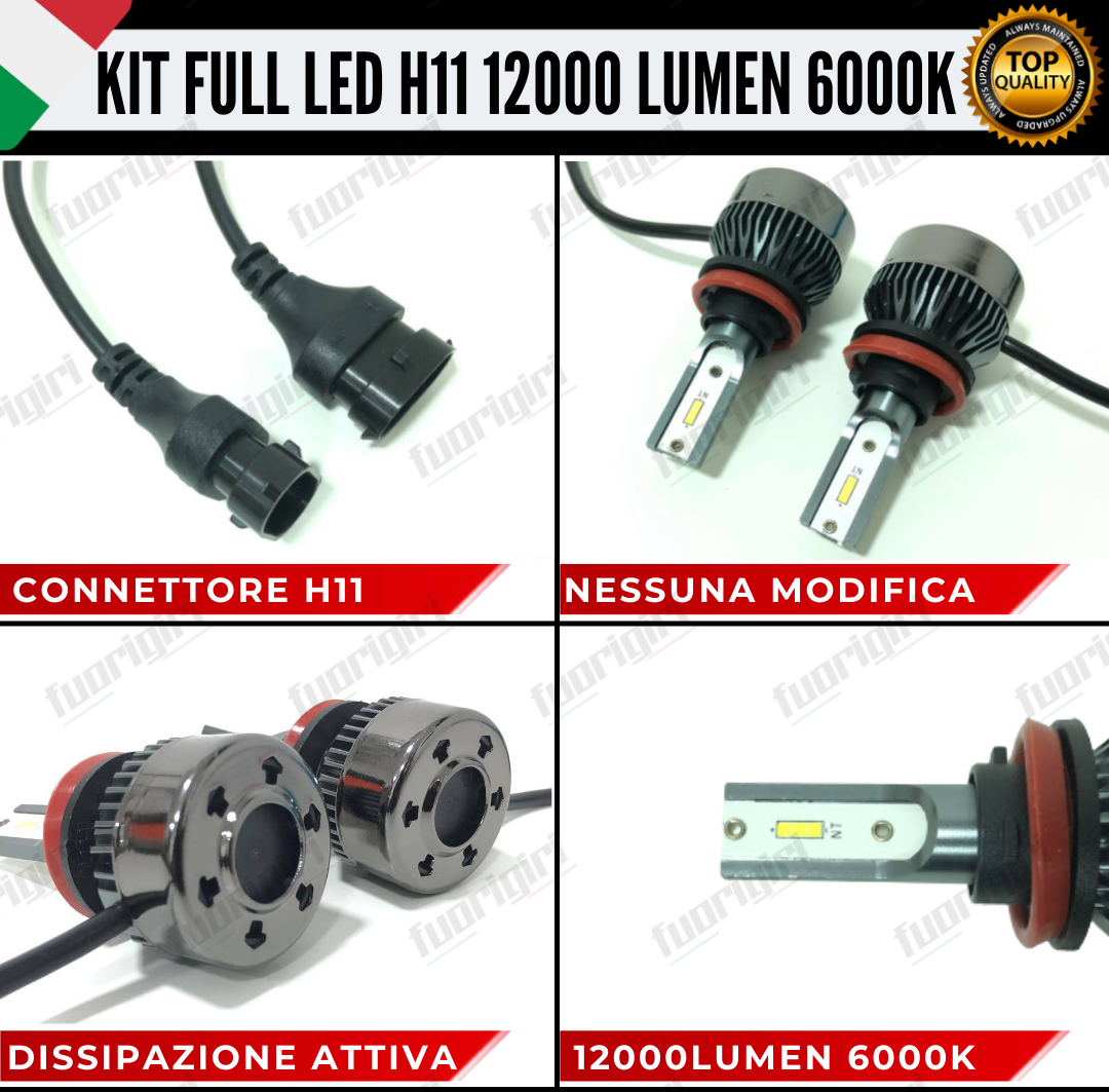 KIT FULL LED PUNTO EVO 12000LM ANABBAGLIANTI ABB- FENDINEBBIA POSIZIONI 6000K