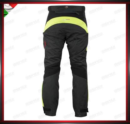 PANTALONI MOTO FLUO IN TESSUTO CORDURA IMPERMEABILI TERMICA ESTRAIBILE PROTEZIONI OMOLOGATE CE