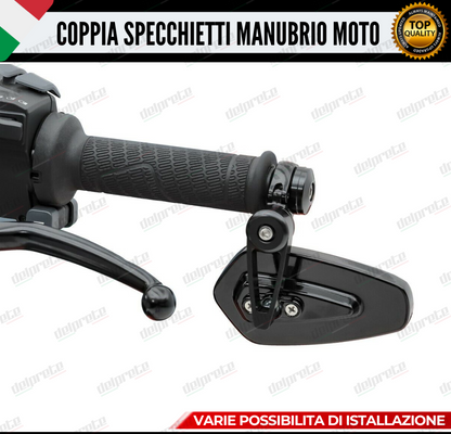 SPECCHIETTI RETROVISORI MANUBRIO COPPIA PER MOTO SCOOTER BAR END NERO CAFE RACER