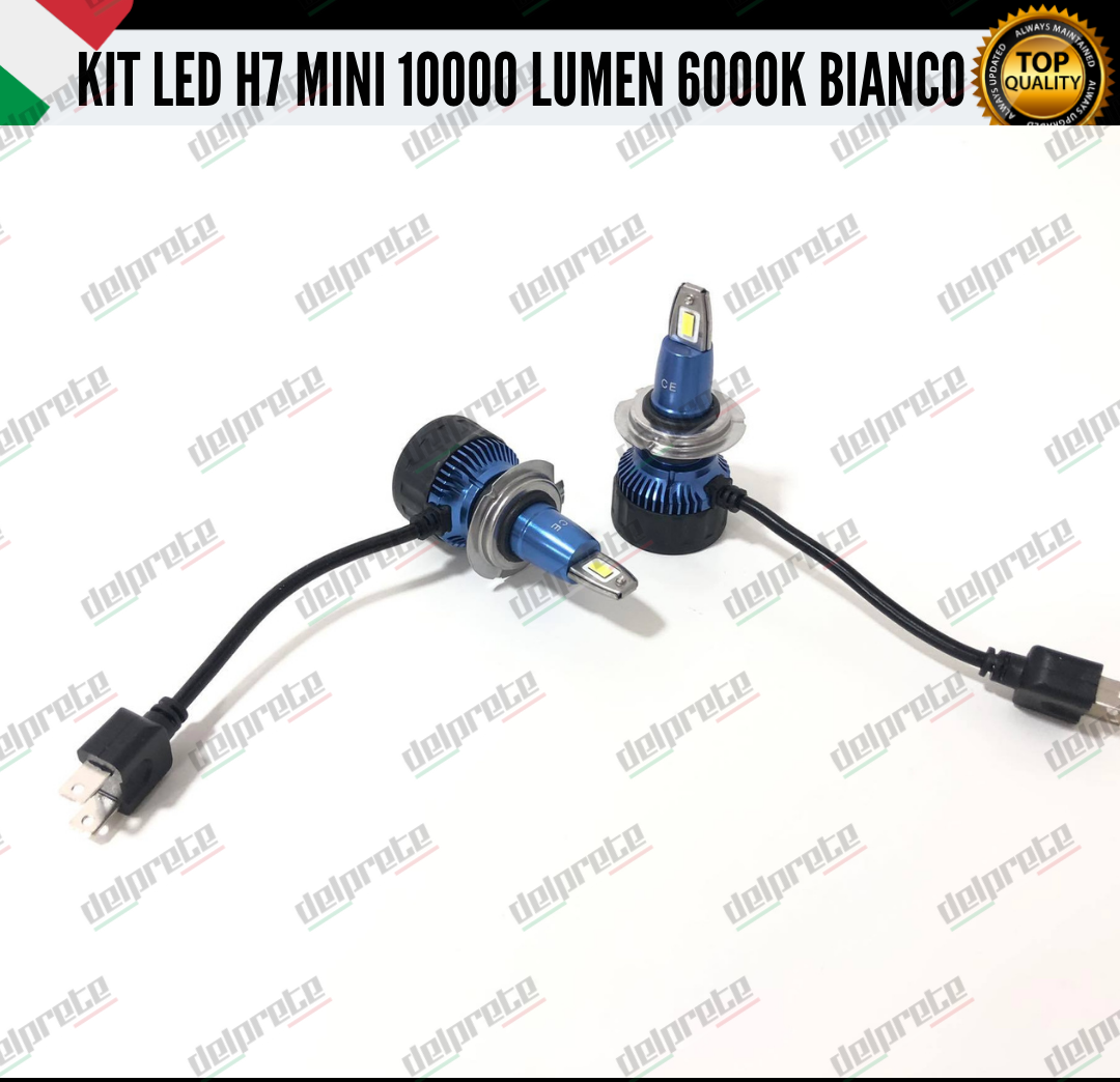 KIT FULL LED LAMPADE LED H7 MINI NO ERROR 6000K BIANCO 10000 LUMEN LM CANBUS