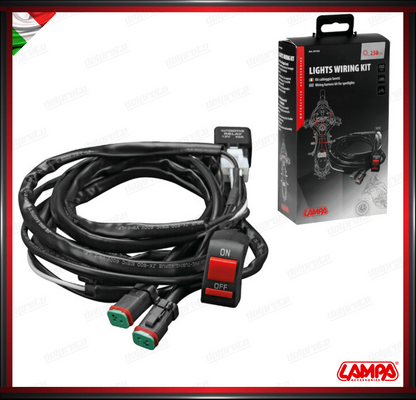 LIGHT WIRING KIT CABLAGGIO COPPIA FARETTI MOTO 12V CON INTERRUTTORE ON-OFF