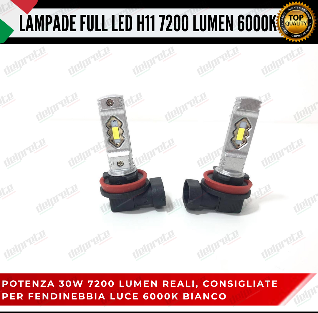 COPPIA LAMPADE H11 LED BIANCO 7200 LUMEN CANBUS 6000K CONSIGLIATE FENDINEBBIA