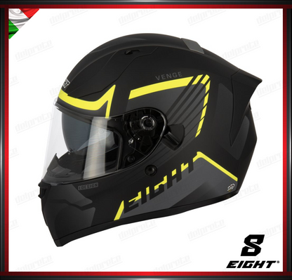 CASCO INTEGRALE - EIGHT VENGE S441 NERO GIALLO OPACO + PINLOCK