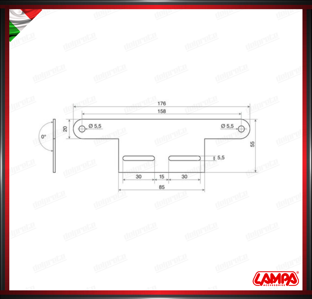 SUPPORTO PER CATARIGRANGENTE TARGA MOTO SCOOTER UNIVERSALE LAMPA NERO