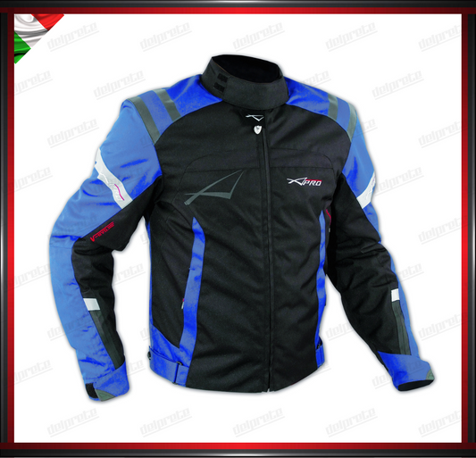 GIACCA MOTO BLU  IN TESSUTO CORDURA INTERNO SFODERABILE PROTEZIONI CE ESTIVA