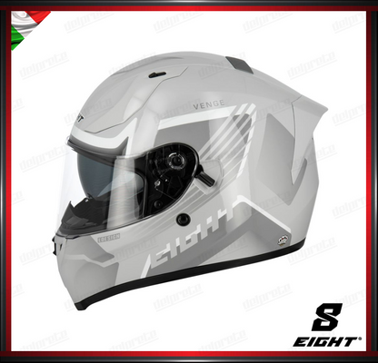 CASCO INTEGRALE - EIGHT VENGE S441 BIANCO GRIGIO LUCIDO + PINLOCK