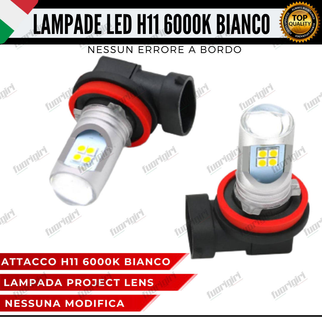 COPPIA LAMPADE H11 LED BIANCO CREE COB CANBUS 6000K CONSIGLIATE PER FENDINEBBIA