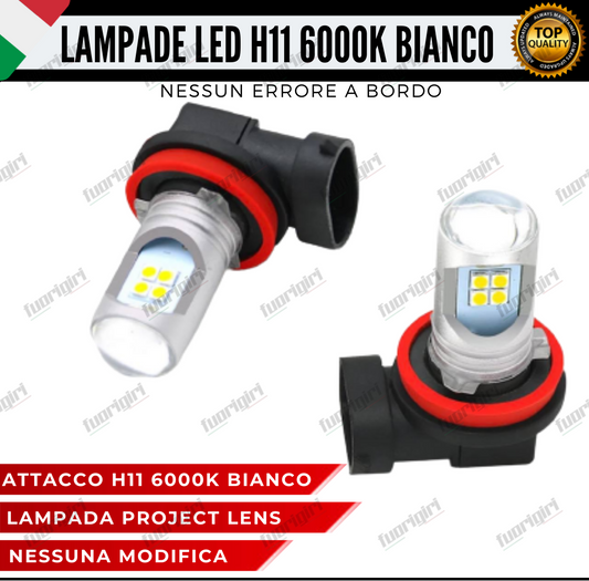 COPPIA LAMPADE H11 LED BIANCO CREE COB CANBUS 6000K CONSIGLIATE PER FENDINEBBIA