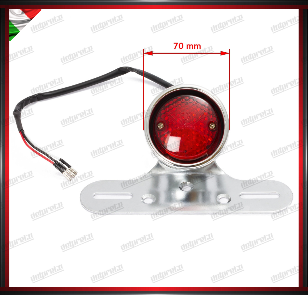 STOP POSTERIORE MOTO LED ROSSO FANALE OMOLOGATO E11 CON PORTATARGA UNIVERSALE