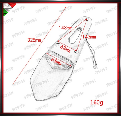 STOP POSTERIORE CON PORTATARGA UNIVERSALE CROSS ENDURO LUCE ROSSA PLASTICA