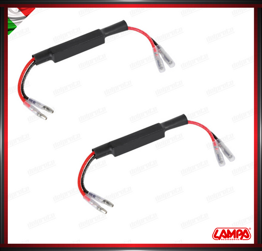 LAMPA COPPIA RESISTENZE PRECABLATE PER INDICATORI LED MOTO CONNETTORI RAPIDI 2PZ - 12V - 10 OHM - 10 W