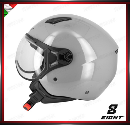 CASCO JET - EIGHT LEOV S779 VISIERA AVIATORE - GRIGIO LUCIDO