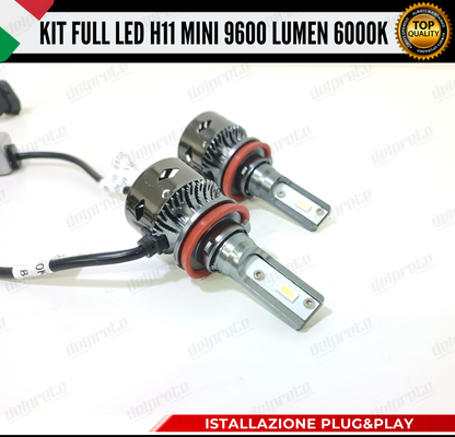 KIT LED H11 MINI FULL LED 6000K XENON CANBUS 9600 LUMEN REALI NO ERROR AUTO MOTO