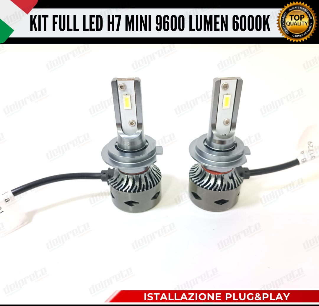 KIT LED H7 MINI FULL LED 6000K XENON CANBUS 9600 LUMEN REALI NO ERROR AUTO MOTO