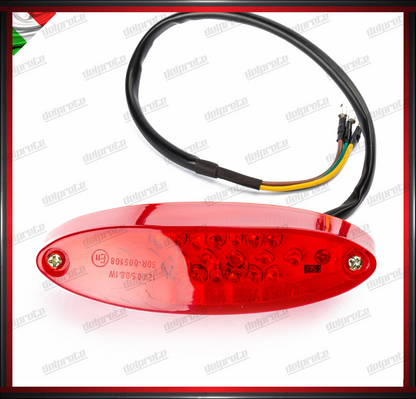 STOP POSTERIORE MOTO LED FANALE OMOLOGATO E11 2 FUNZIONI LUCE ROSSA UNIVERSALE