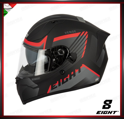 CASCO INTEGRALE - EIGHT VENGE S441 NERO ROSSO OPACO + PINLOCK