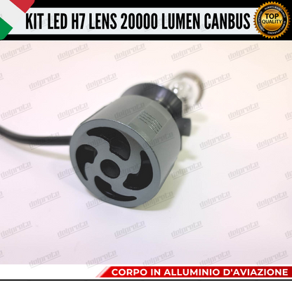 KIT LED H7 BI LED LENS LENTICOLARE 6000K BIANCO CANBUS 20000 LUMEN REALI CANBUS