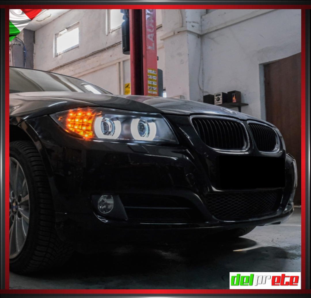 SET FARI TUNING NERO FANALI ANTERIORI XENON LED BMW SERIE 3 E90 E91 (04-11) SENZA AFS