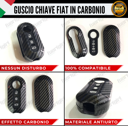 COVER GUSCIO CHIAVE IN CARBONIO 500 FIAT ABARTH LANCIA PUNTO PANDA BRAVO STILO