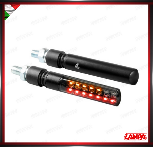 LINE SQ REAR LAMPA COPPIA INDICATORI DI DIREZIONE + POSIZIONI / STOP SEQUENZIALI A LED FRECCE OMOLOGATE - 12V