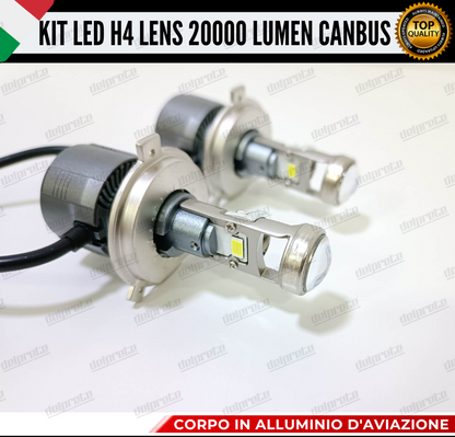 KIT LED H4 BI LED LENS LENTICOLARE 6000K BIANCO CANBUS 20000 LUMEN REALI CANBUS