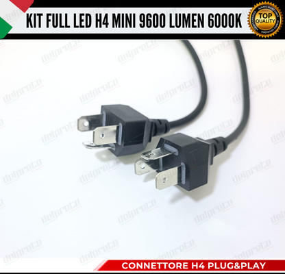 KIT LED H4 MINI FULL LED 6000K XENON CANBUS 9600 LUMEN REALI NO ERROR AUTO MOTO