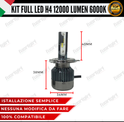 KIT FULL LED PUNTO EVO 12000LM ANABBAGLIANTI ABB- FENDINEBBIA POSIZIONI 6000K