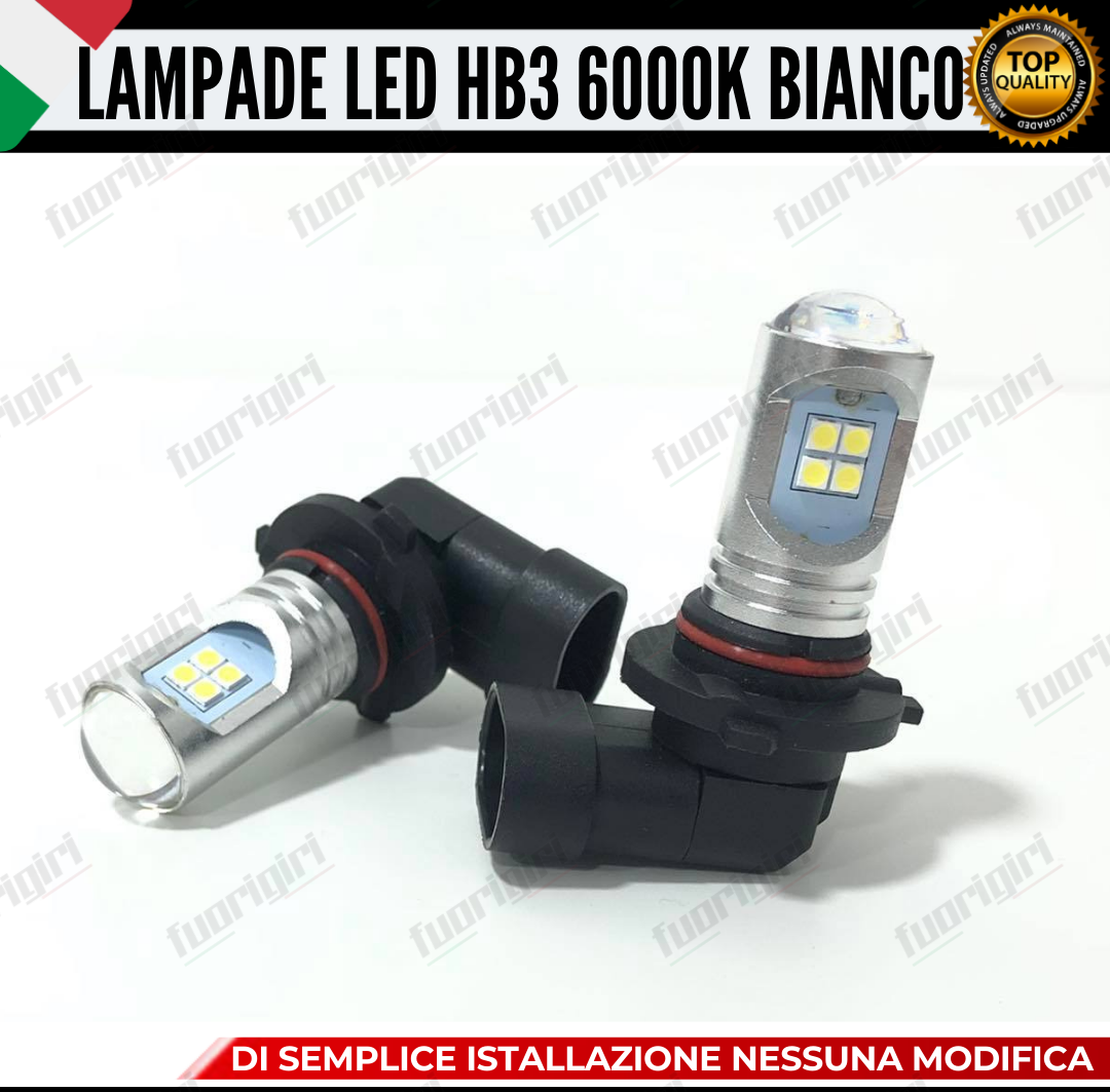 COPPIA LAMPADE HB3 LED BIANCO CREE COB CANBUS 6000K CONSIGLIATE PER FENDINEBBIA