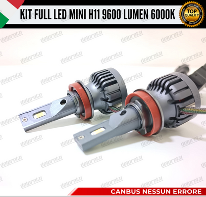 KIT LED H11 CANBUS 9600 LUMEN REALI 55W MINI SLIM PLUG AND PLAY 100% NO ERRORE