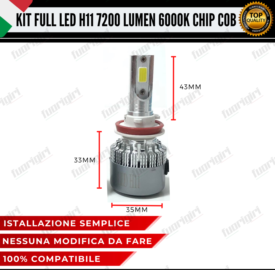 KIT FULL LED FIAT PANDA CROSS 7200LM ANABBAGLIANTI ABBAGLIANTI FENDINEBBIA 6000K