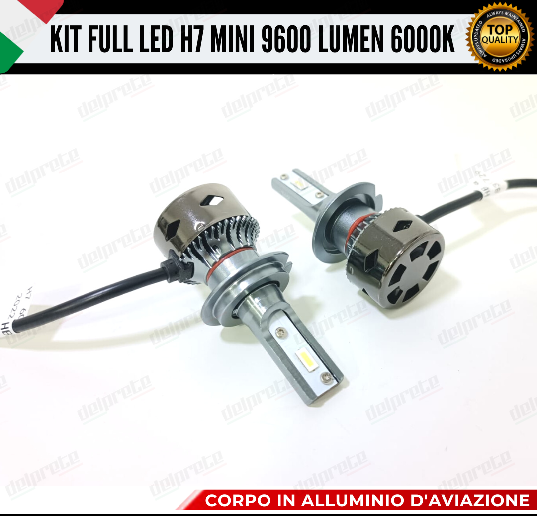 KIT LED H7 MINI FULL LED 6000K XENON CANBUS 9600 LUMEN REALI NO ERROR AUTO MOTO