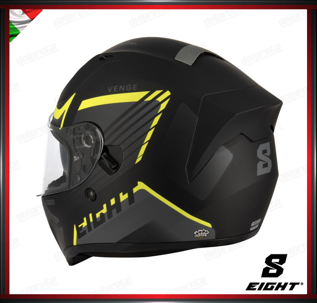 CASCO INTEGRALE - EIGHT VENGE S441 NERO GIALLO OPACO + PINLOCK