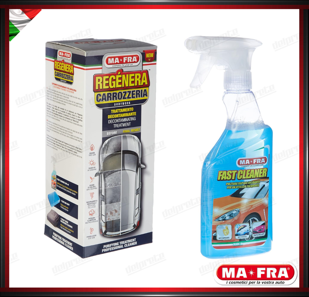 MAFRA - KIT REGENERA RIGENERA CARROZZERIA DECONTAMINANTE CLAY BAR E PANNO 500ML