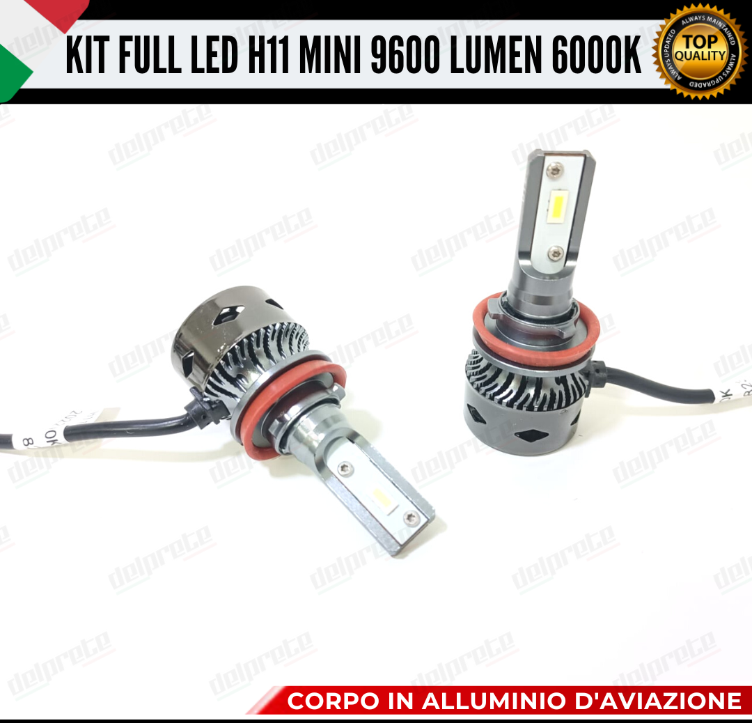 KIT LED H11 MINI FULL LED 6000K XENON CANBUS 9600 LUMEN REALI NO ERROR AUTO MOTO