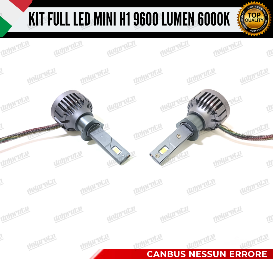 KIT LED H1 CANBUS 9600 LUMEN REALI 55W MINI SLIM PLUG AND PLAY 100% NO ERRORE