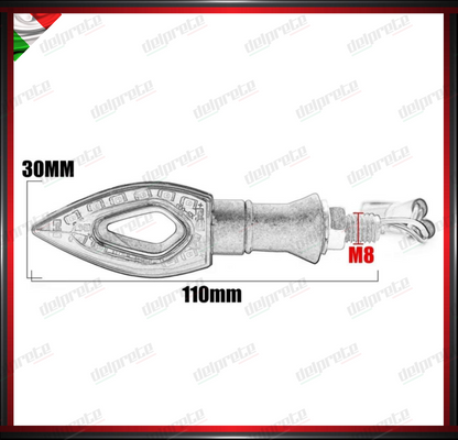 COPPIA FRECCE MOTO LED INDICATORI DI DIREZIONE ARANCIONI IMPERMEABILI UNIVERSALI
