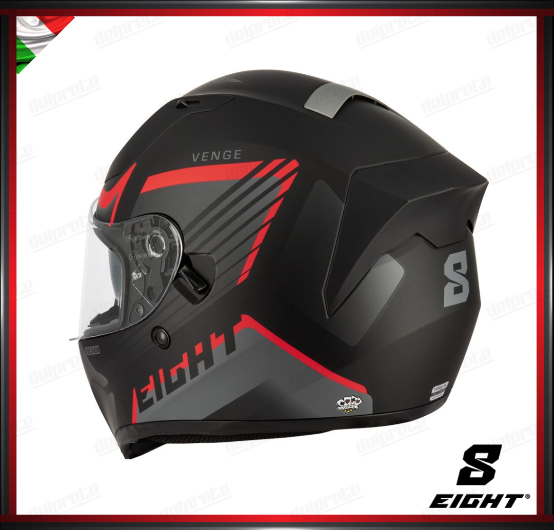 CASCO INTEGRALE - EIGHT VENGE S441 NERO ROSSO OPACO + PINLOCK