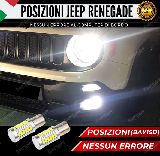 COPPIA LAMPADE DIURNE POSIZIONE JEEP RENEGADE 33 LED BAY15D CANBUS NO ERRORE (pre-2019)