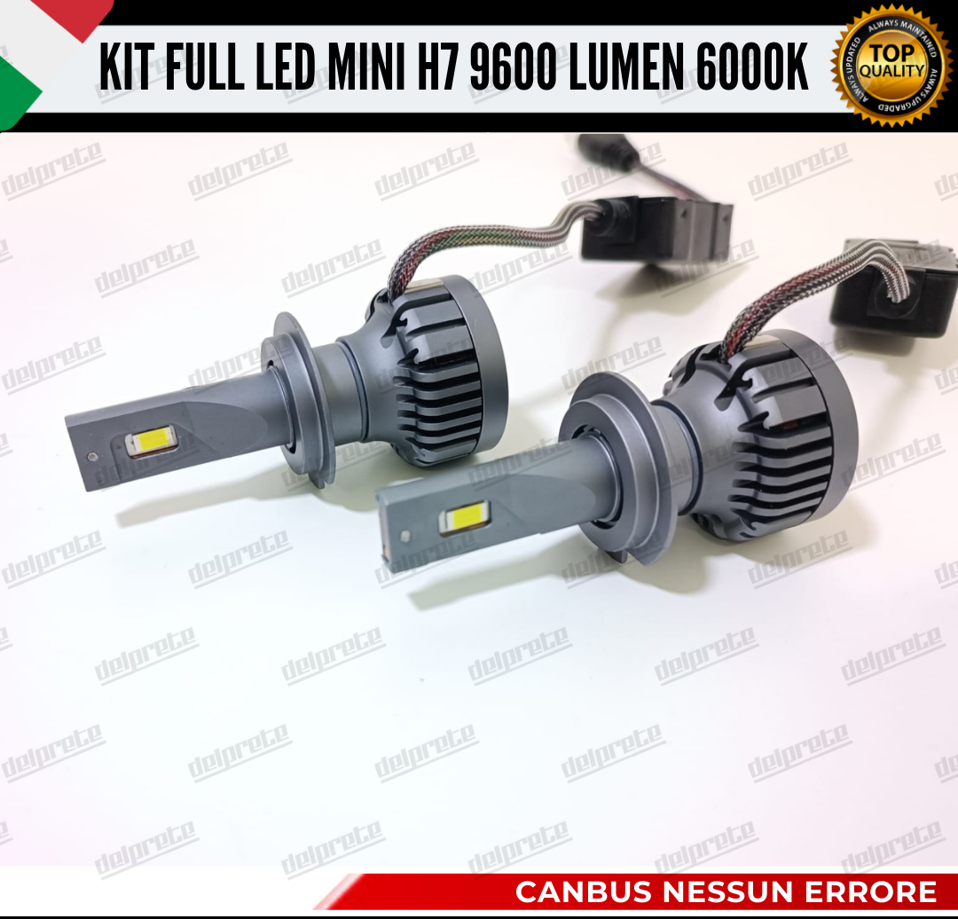 KIT LED H7 CANBUS 9600 LUMEN REALI 55W MINI SLIM PLUG AND PLAY 100% NO ERRORE