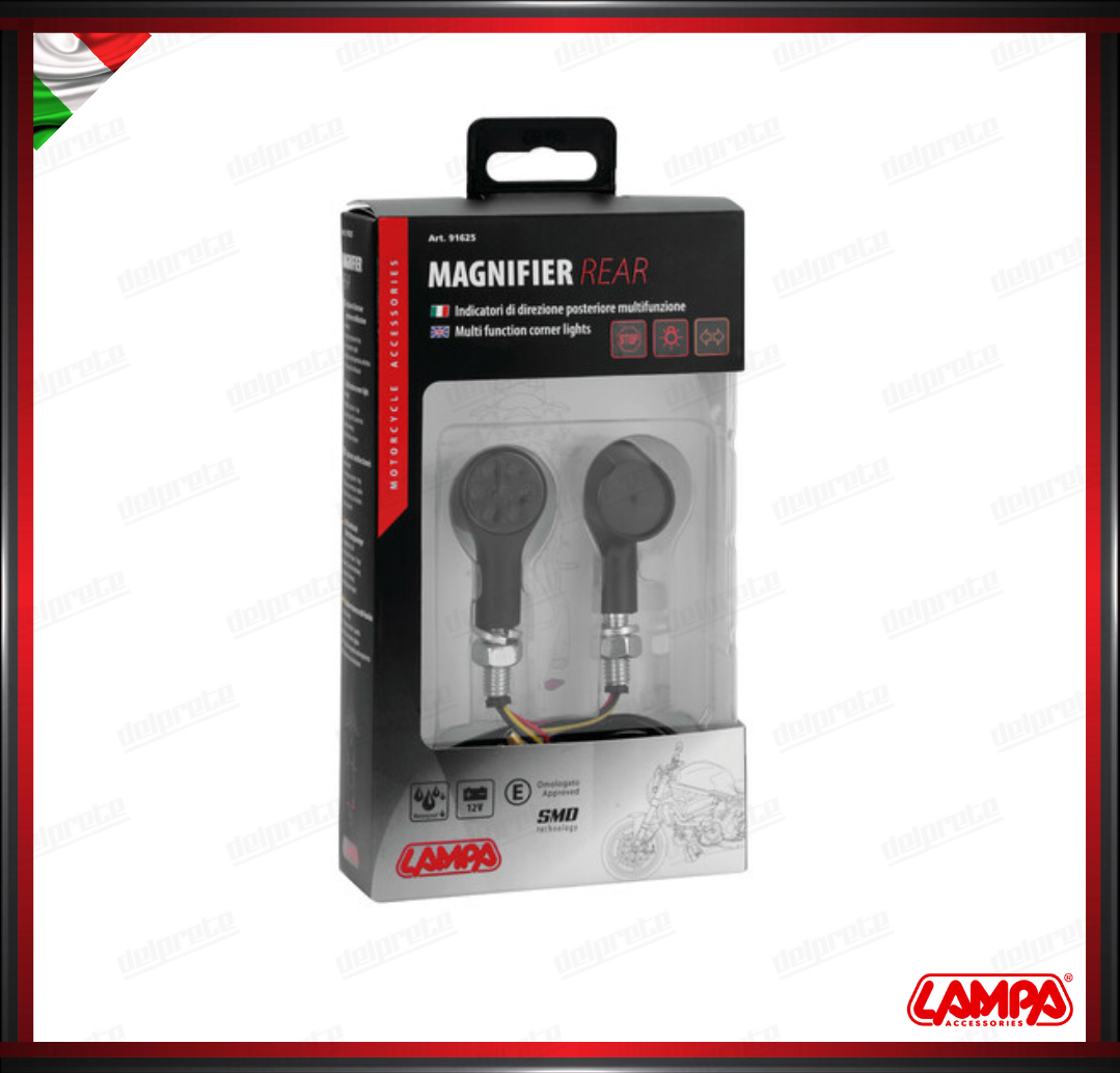 MAGNIFIER REAR LAMPA COPPIA INDICATORI DI DIREZIONE + POSIZIONI / STOP A LED FRECCE OMOLOGATE - 12V