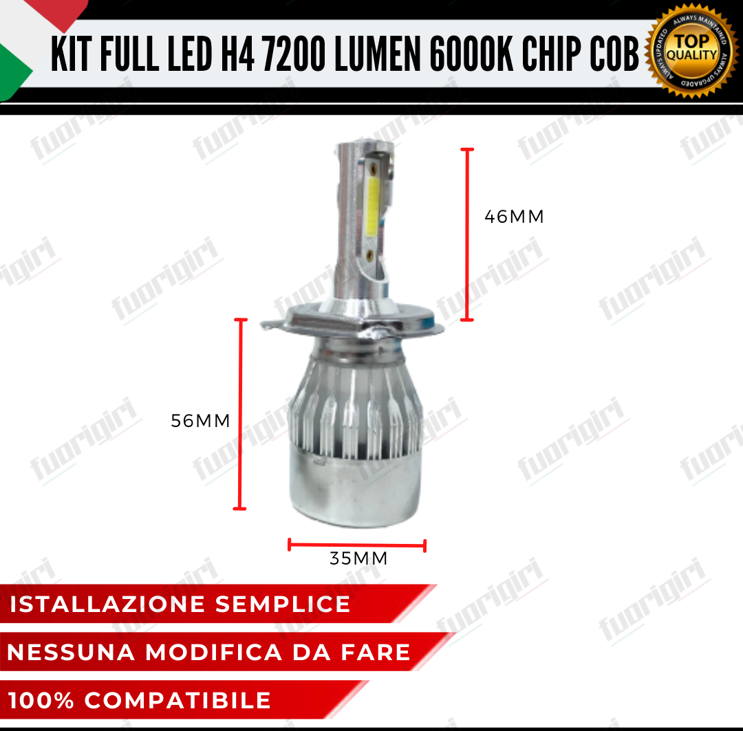 KIT FULL LED PUNTO EVO 7200LM ANABBAGLIANTI ABB- FENDINEBBIA POSIZIONI 6000K