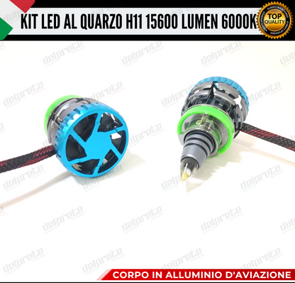 KIT LED H11 AL QUARZO MONO LED 360° PER FARI LENTICOLARI 15600 LUMEN 6000K CANBUS