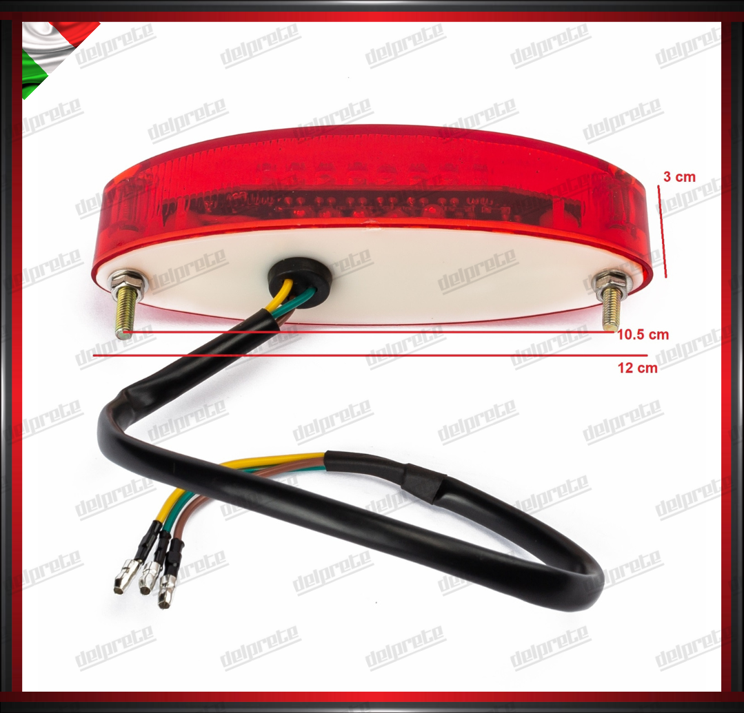 STOP POSTERIORE MOTO LED FANALE OMOLOGATO E11 2 FUNZIONI LUCE ROSSA UNIVERSALE